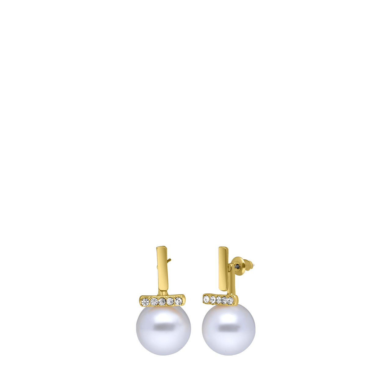 Goldfarbene Bijoux-Ohrringe mit Kunstperle
