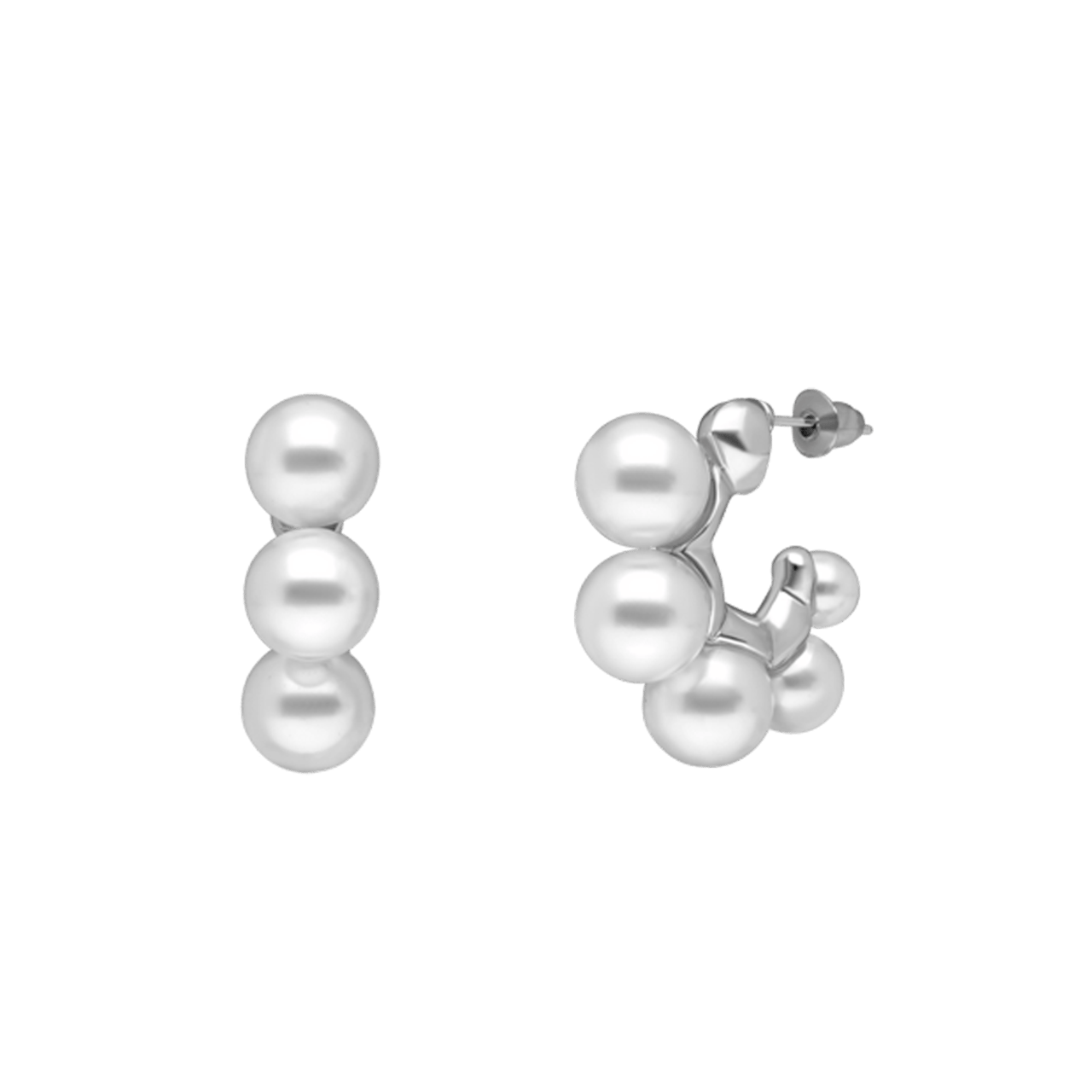 Silberfarbene Bijoux-Ohrringe mit Kunstperle