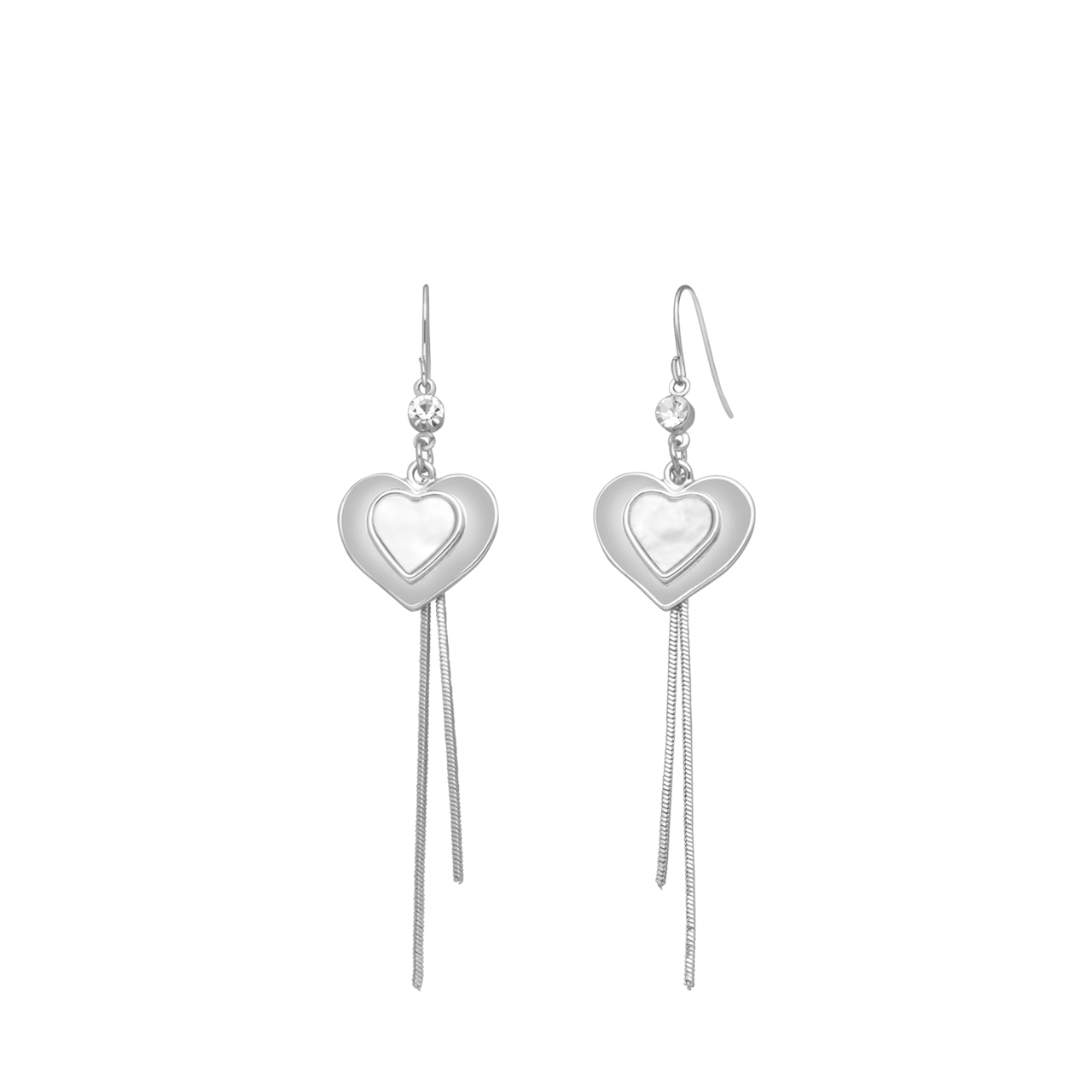 Zilverkleurige bijoux oorbellen met hartjes