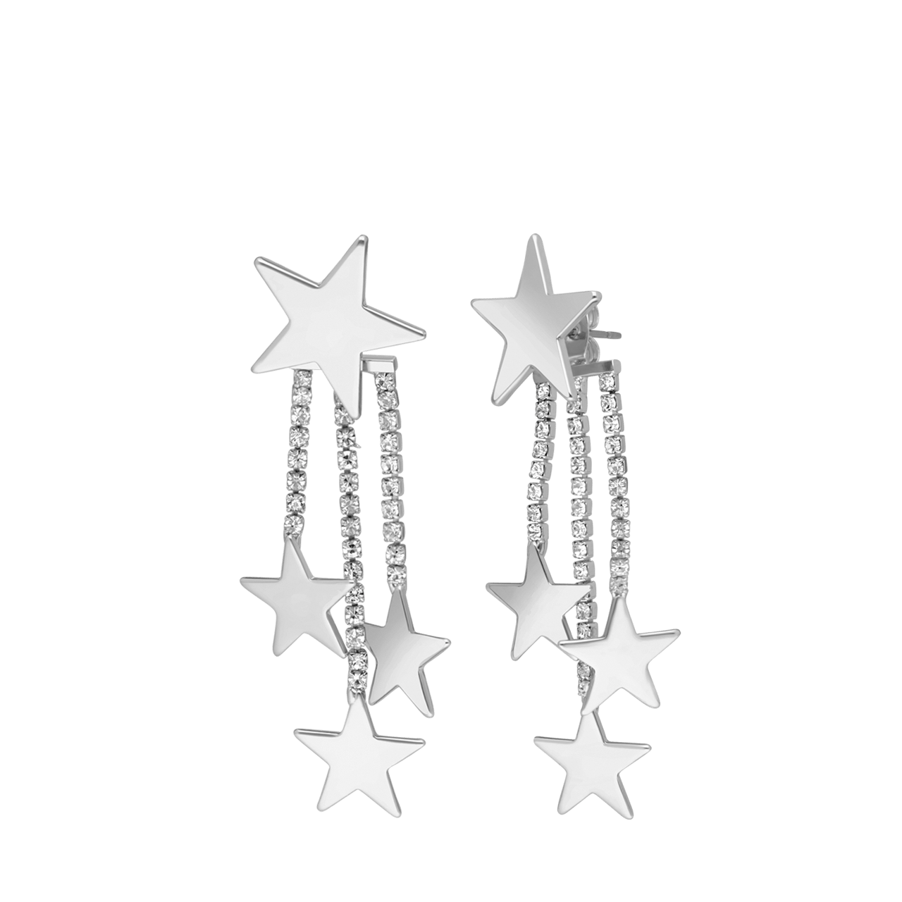 Zilverkleurige bijoux oorbellen met sterren