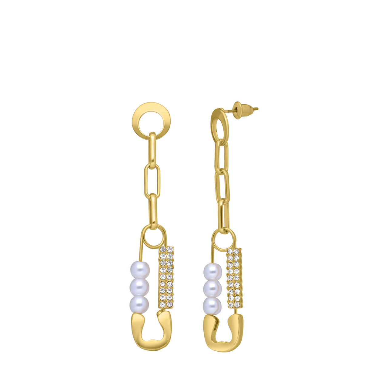 Goudkleurige bijoux oorbellen met immitatieparel