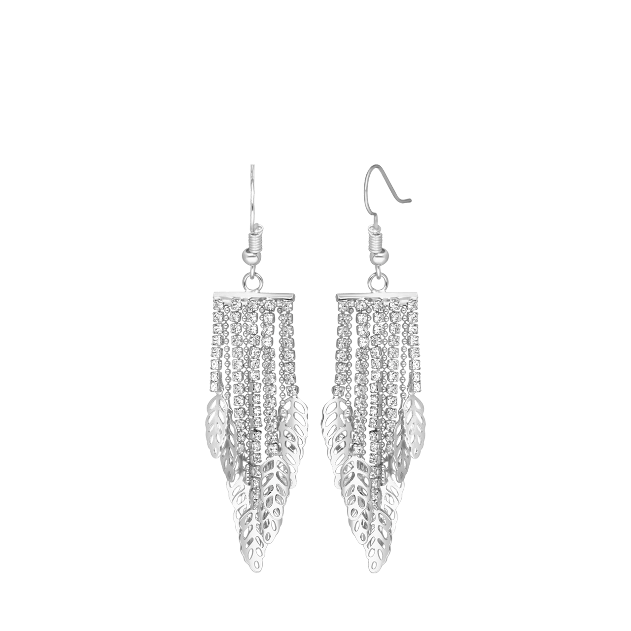 Zilverkleurige bijoux oorbellen met bladeren