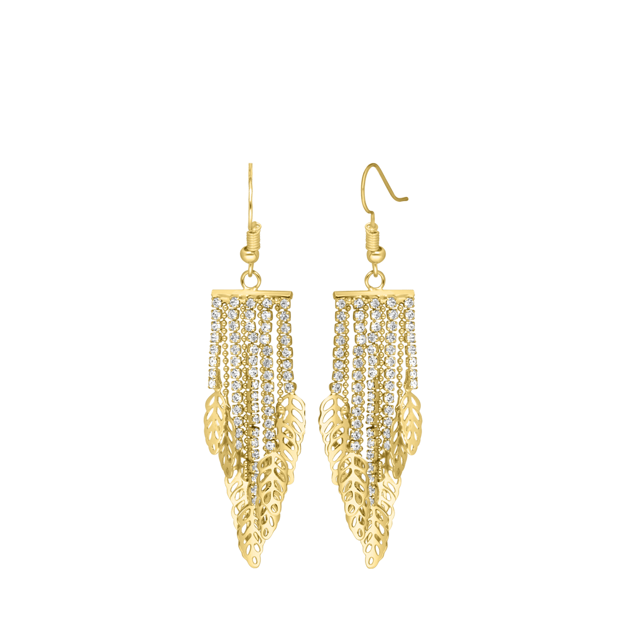 Goldfarbene Bijoux-Ohrringe, mit Blättern