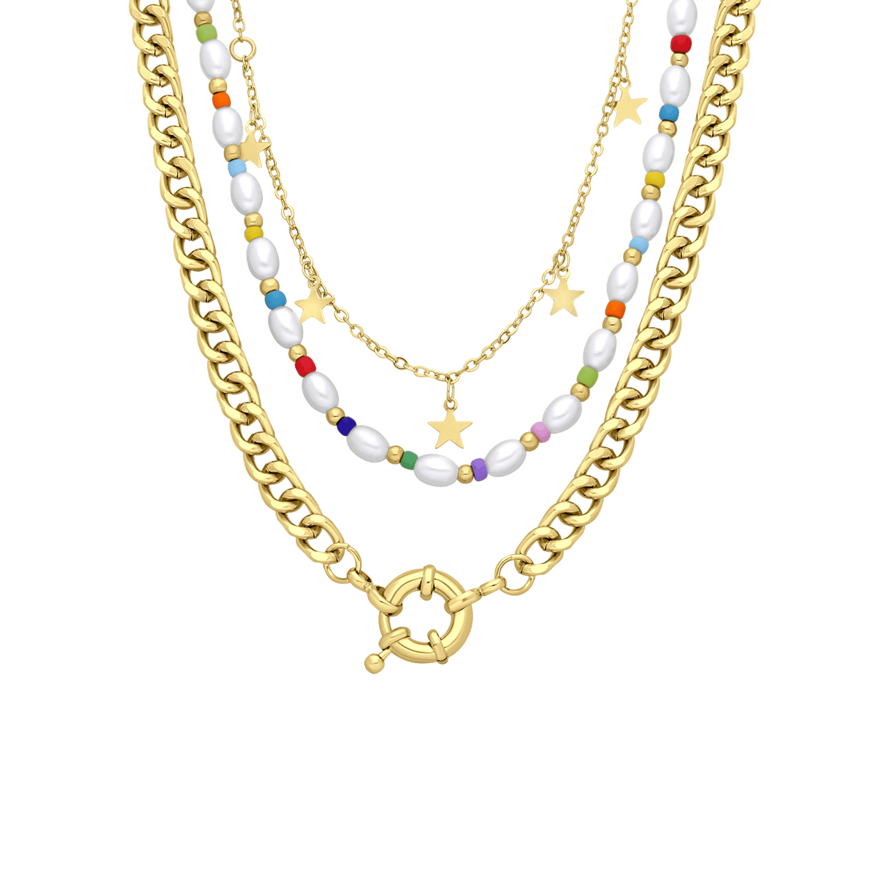 Bijoux goudkleurige kettingen parel