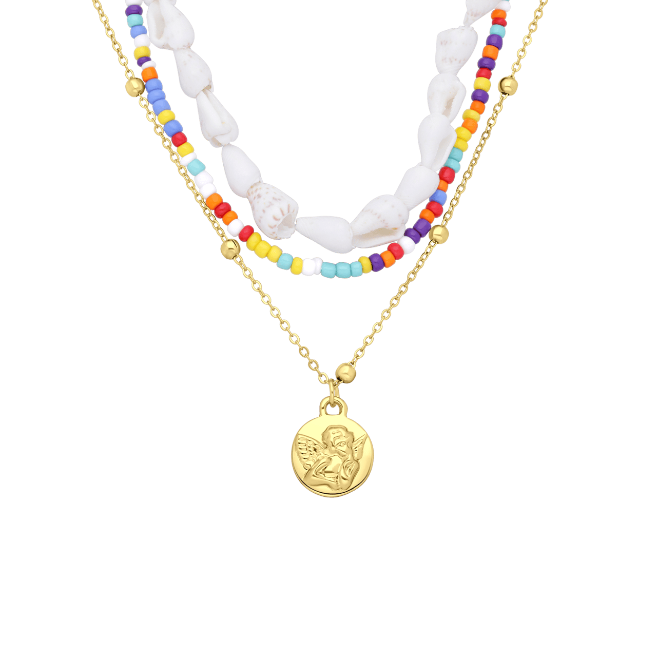 Bijoux goudkleurige ketting met hanger munt voor dames