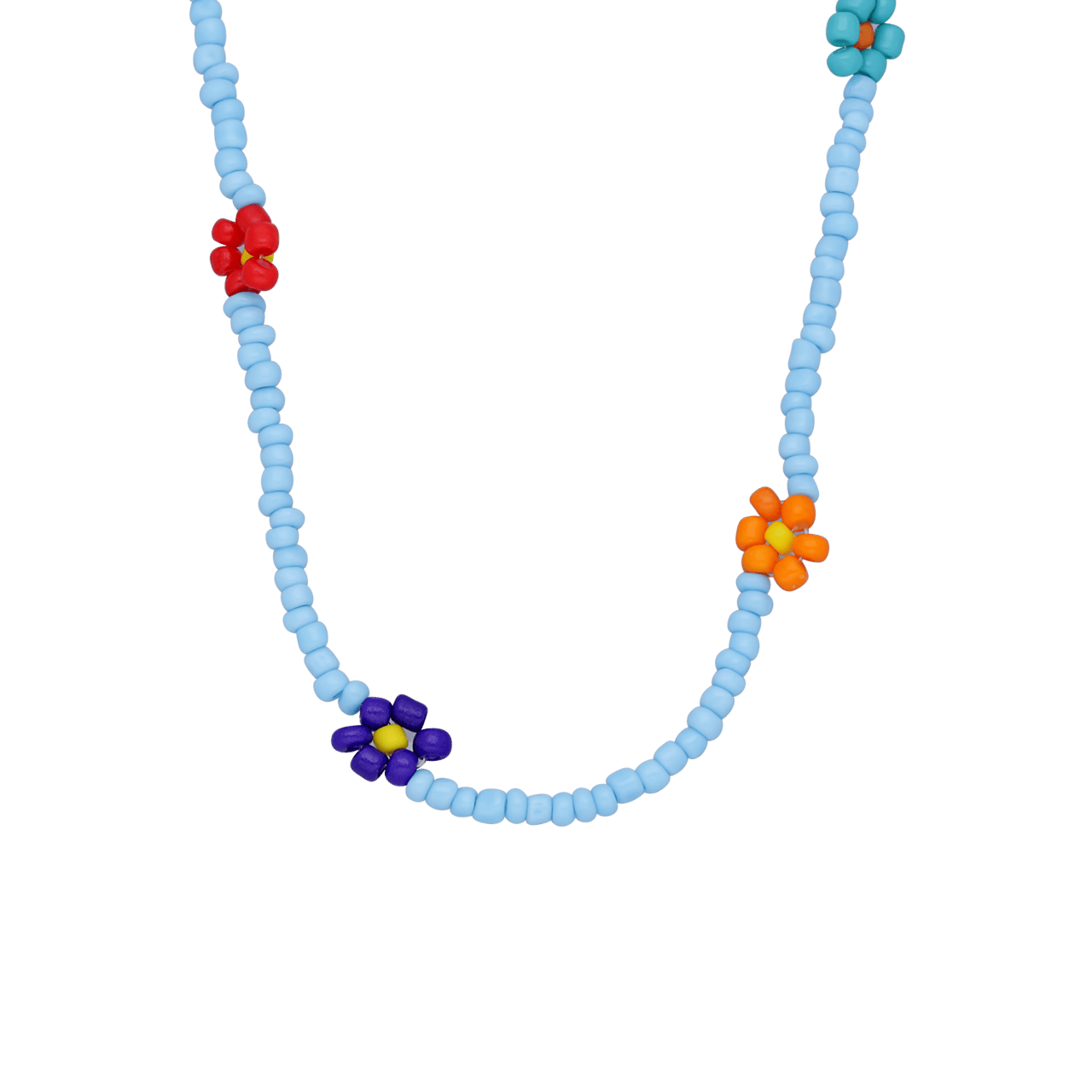 Lichtblauw bijoux choker met bloem