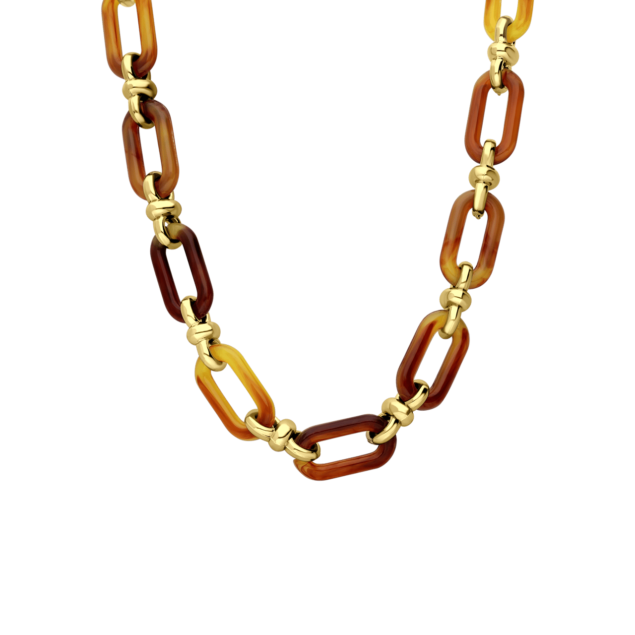 Goudkleurige bijoux ketting bruin gourmetschakel