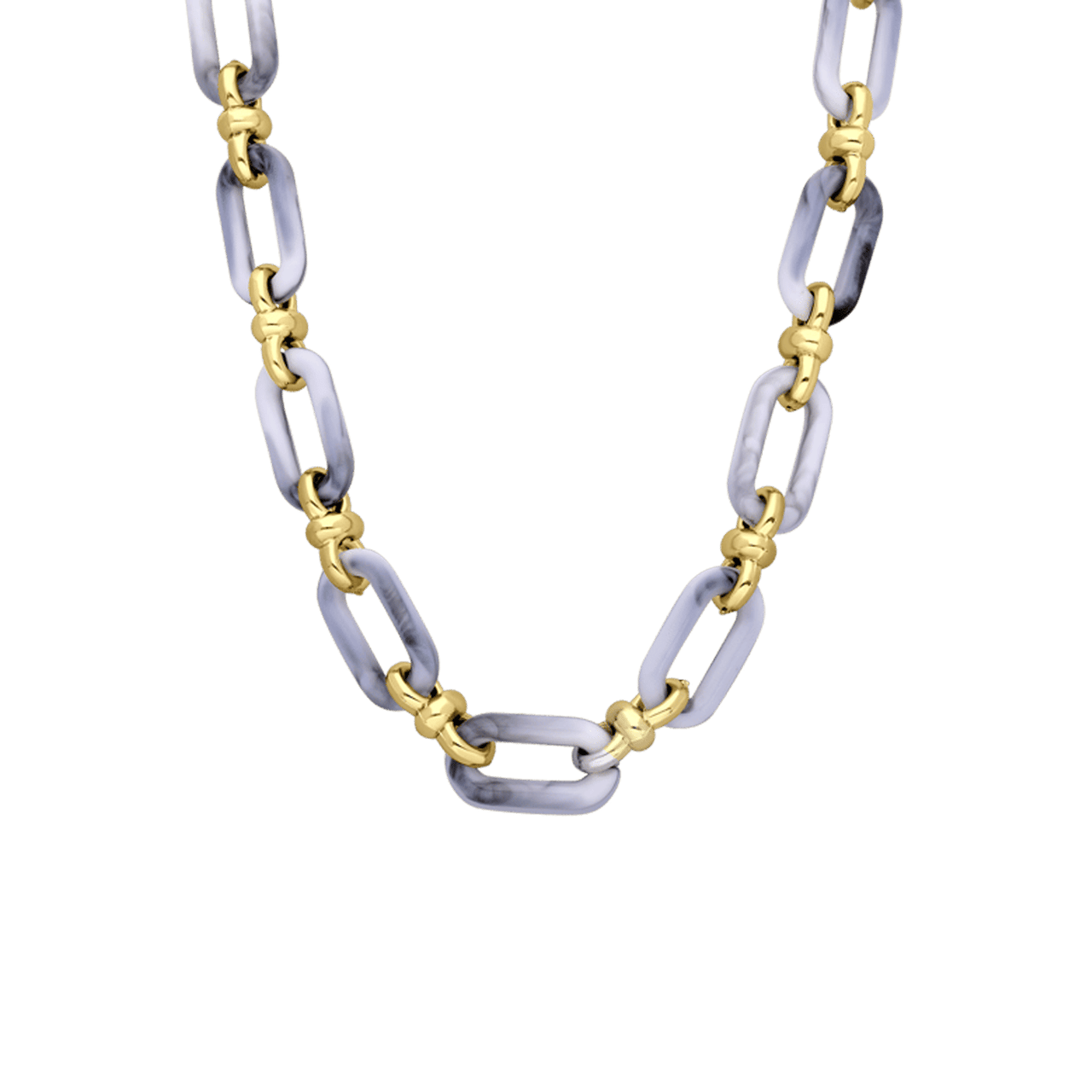 Goudkleurige bijoux ketting grijs gourmetschakel
