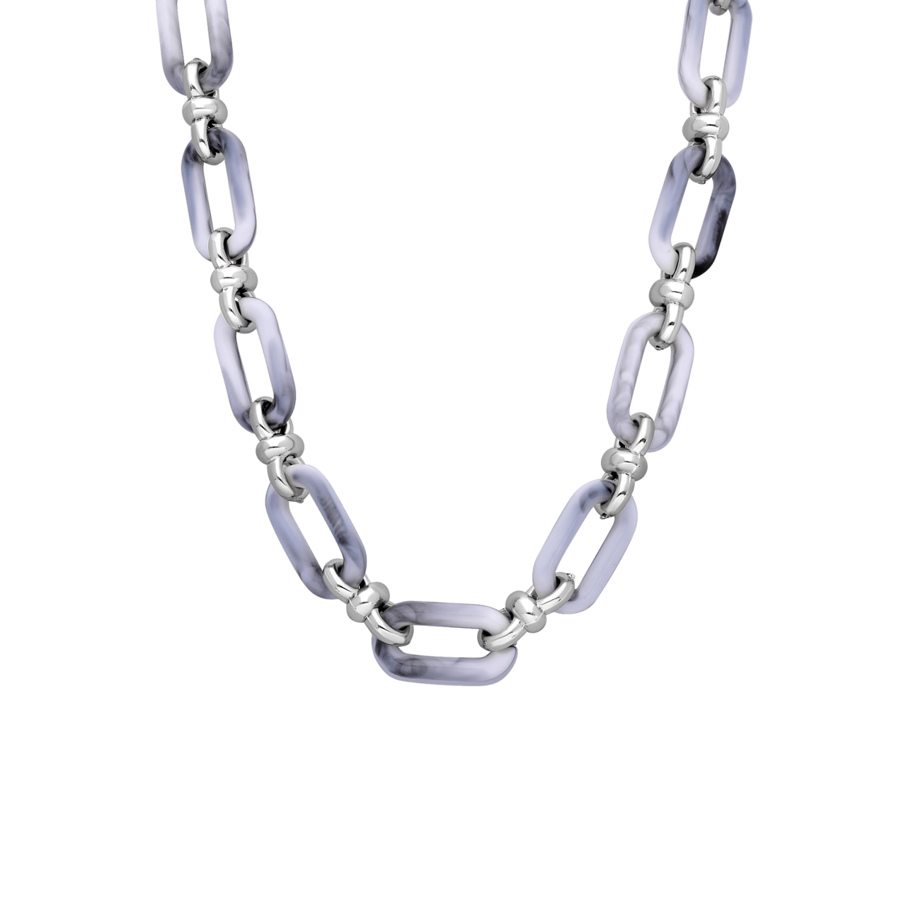 Zilverkleurige bijoux ketting grijs gourmetschakel