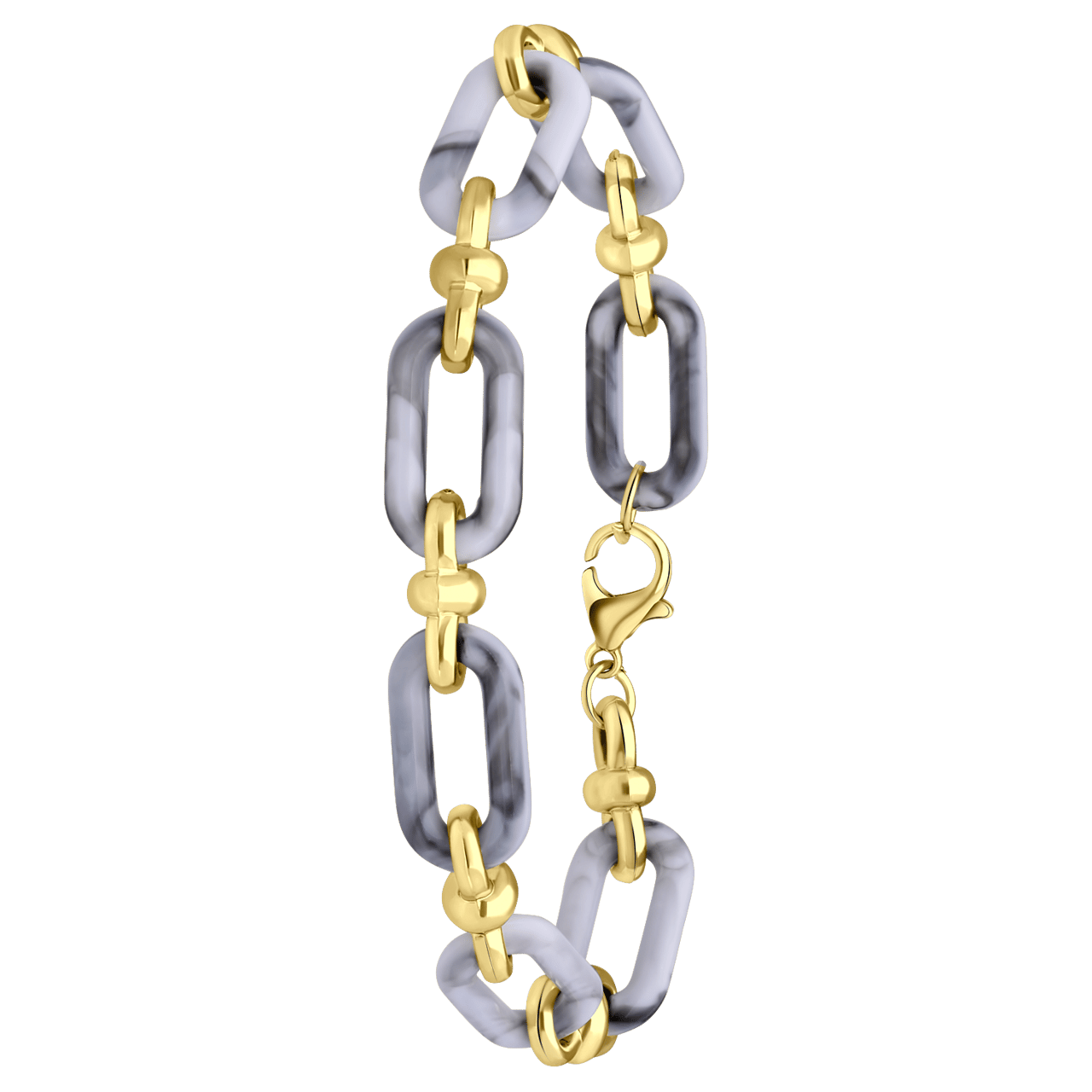 Goudkleurige bijoux armband grijs gourmetschakel
