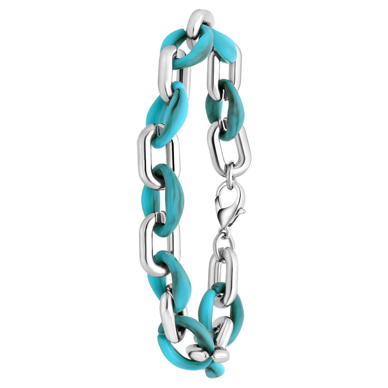 Zilverkleurige bijoux armband turqouis gourmet