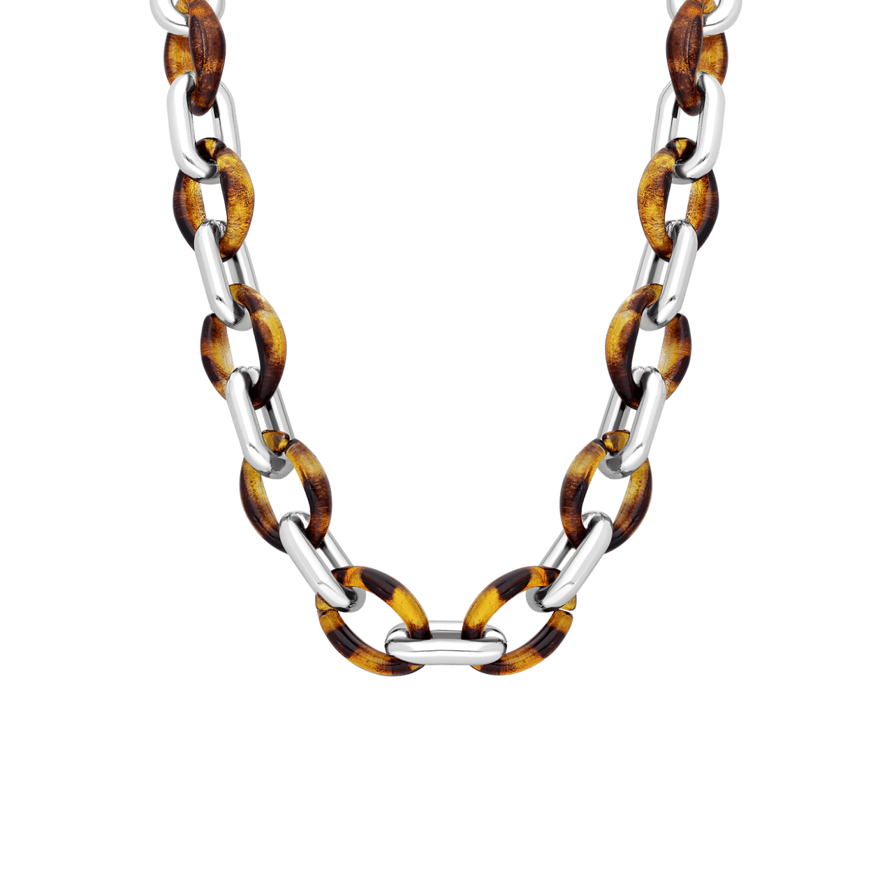 Silberfarbene Bijoux-Halskette, Leopardenmuster, Gourmetglieder