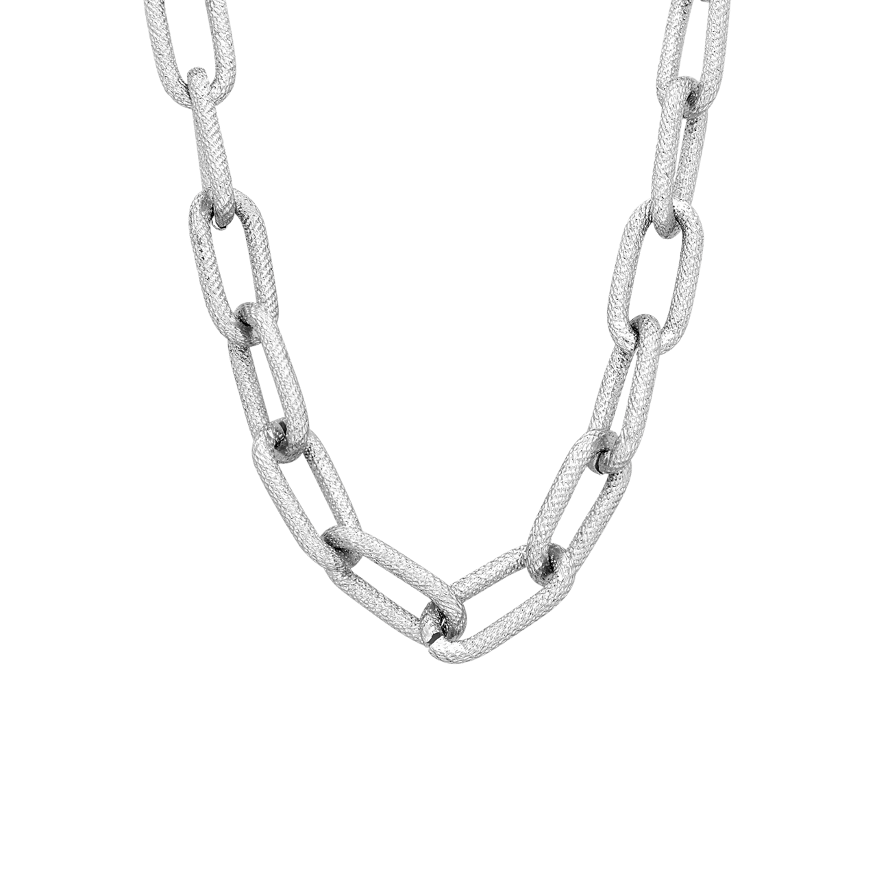 Zilverkleurige bijoux ketting chunk