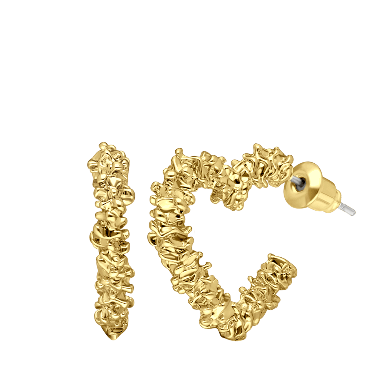 Goudkleurige bijoux oorring hart bewerkt