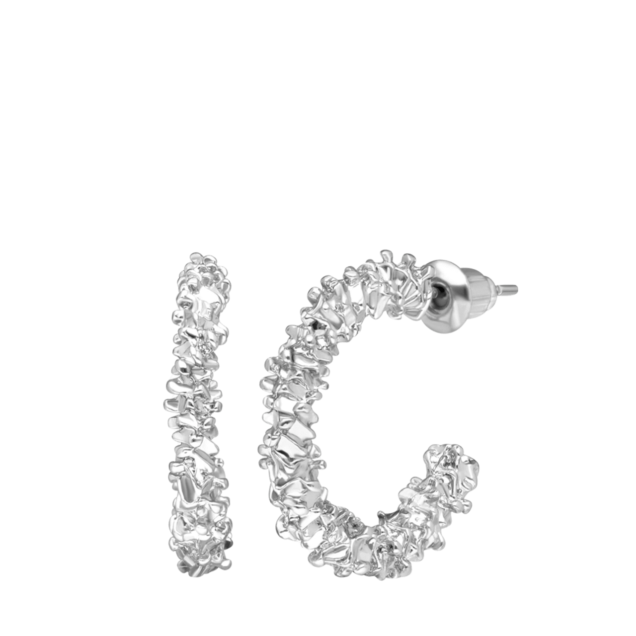 Silberfarbene Bijoux-Ohrringe, breit, schön bearbeitet