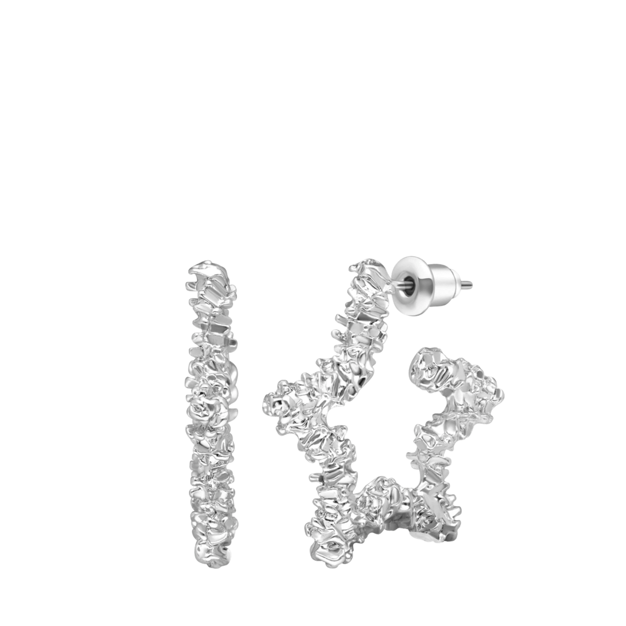 Zilverkleurige bijoux oorringen ster bewerkt