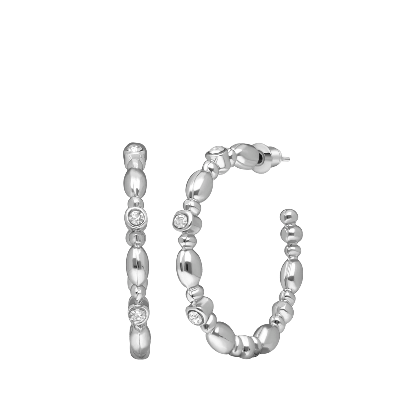 Zilverkleurige bijoux oorringen bol