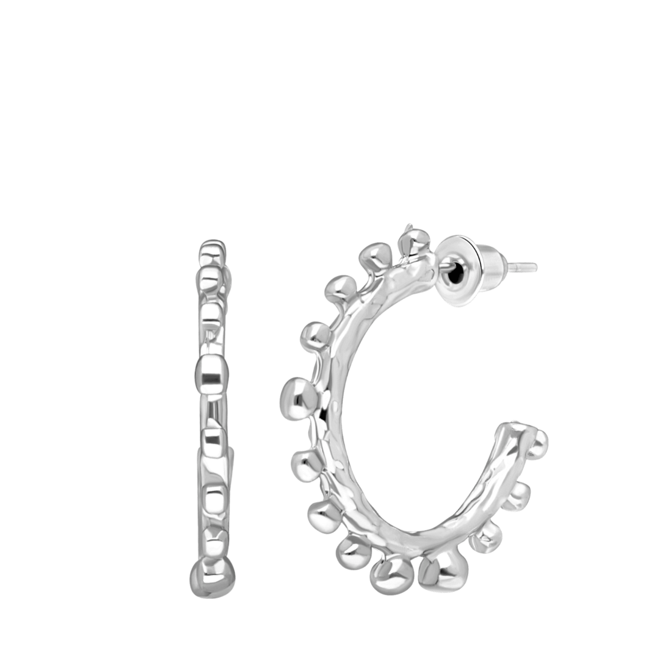 Zilverkleurige bijoux oorringen bewerking bol