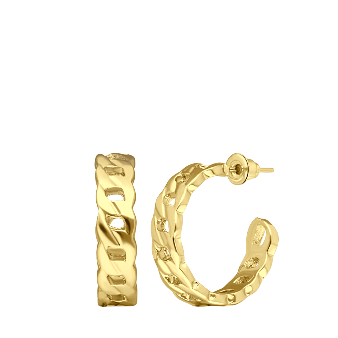 Goldfarbene Bijoux-Ohrringe, Flechtoptik