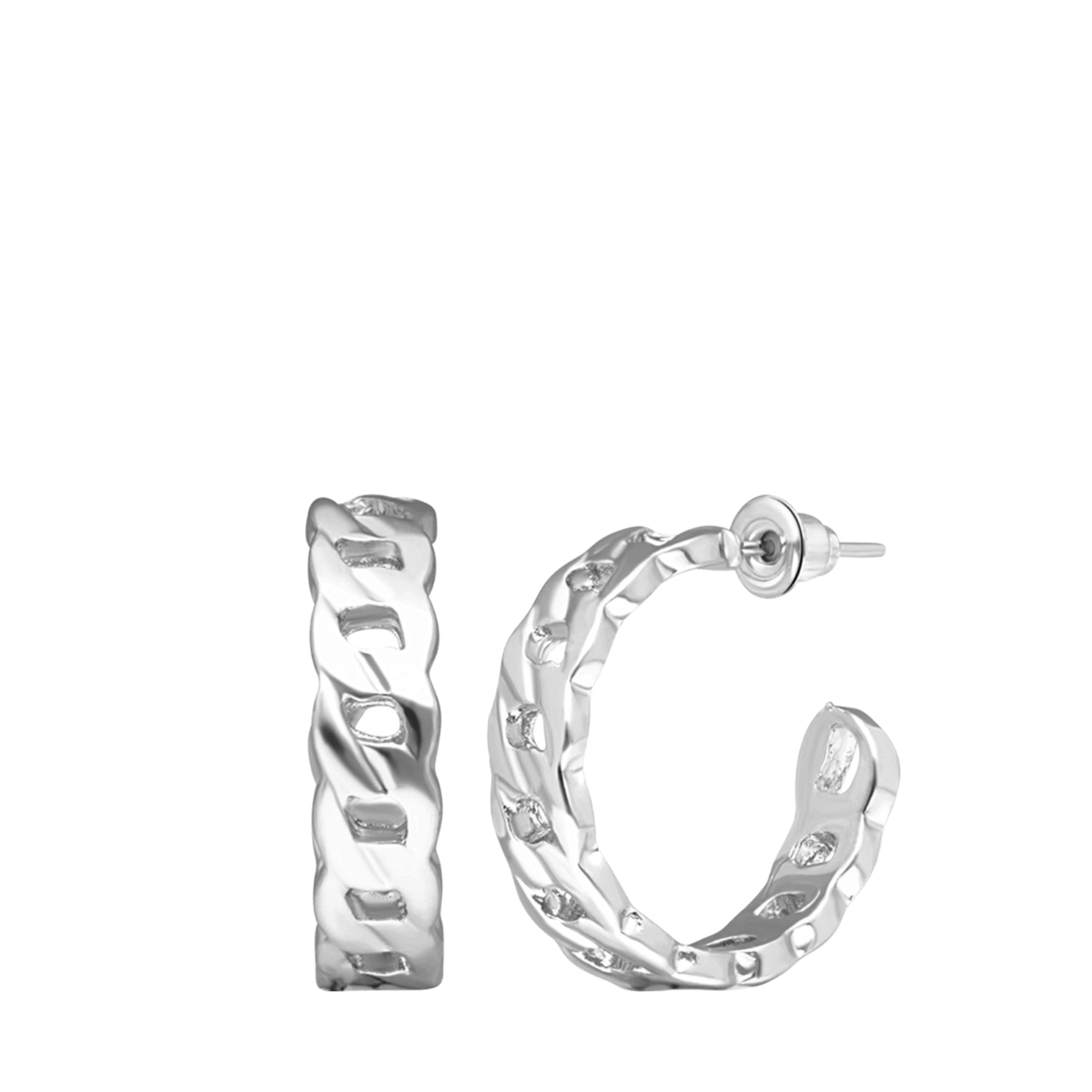 Zilverkleurige bijoux oorringen vlecht