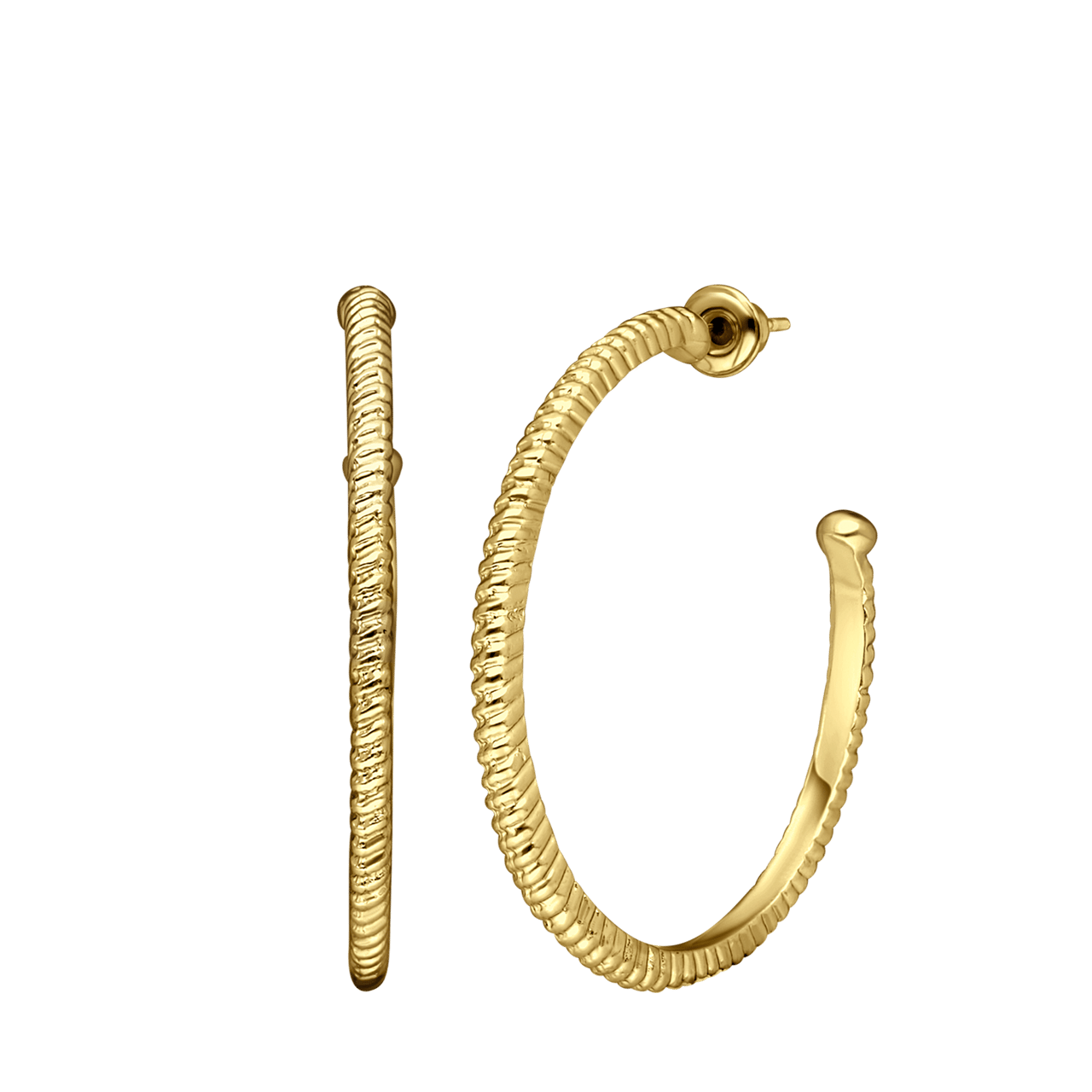 Goudkleurige bijoux oorringen met ribbels