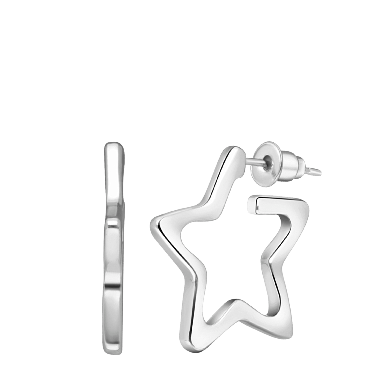 Zilverkleurige bijoux oorringen ster