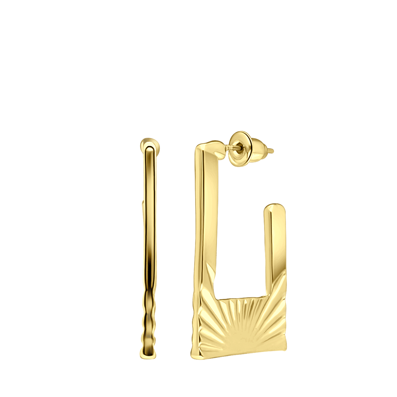 Goldfarbene Bijoux-Ohrringe, rechteckig