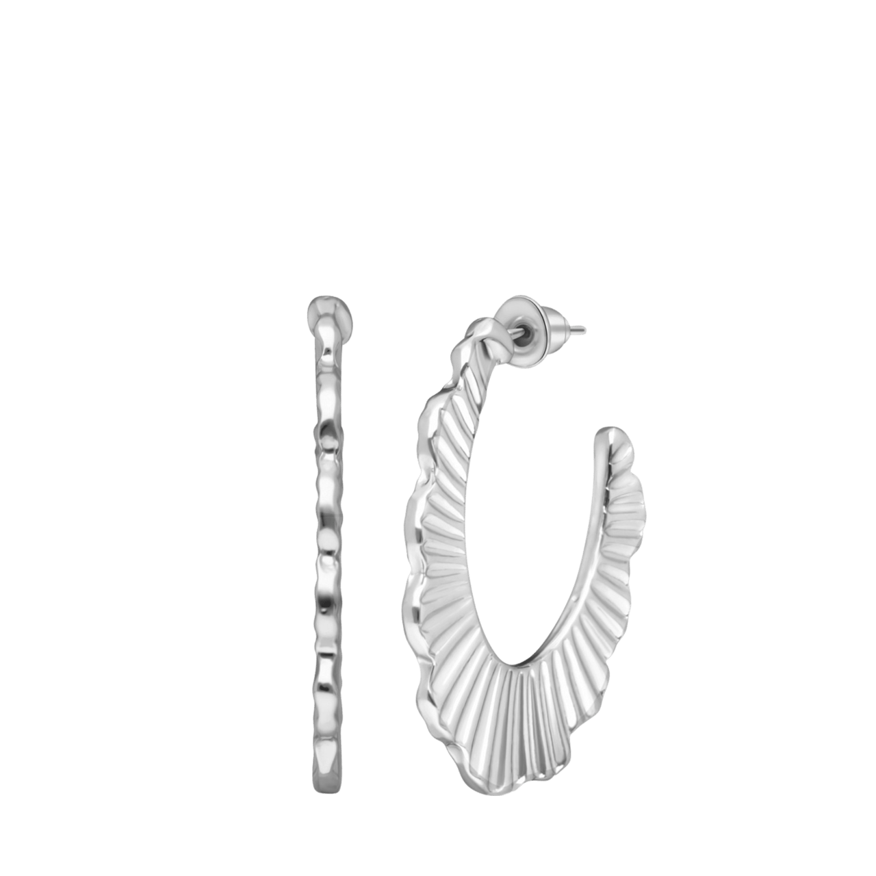 Zilverkleurige bijoux oorringen gewelfd