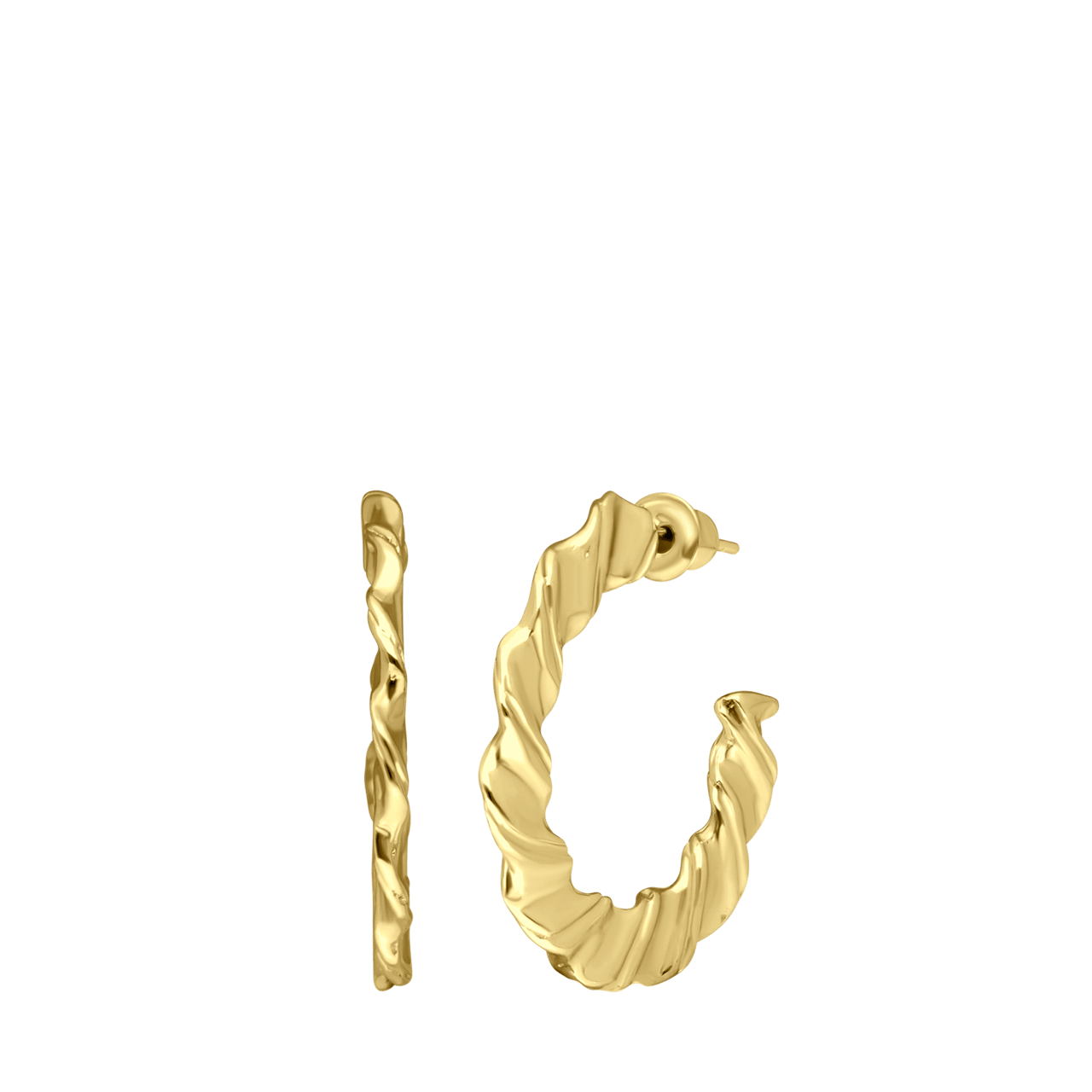 Goldfarbene Bijoux-Ohrringe, dick, Drehoptik