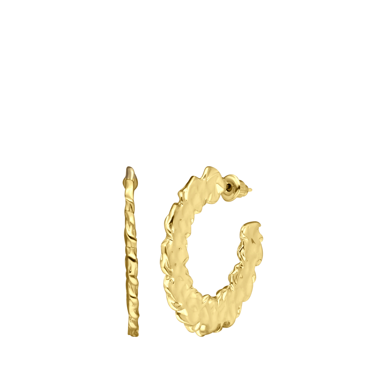 Goldfarbene Bijoux-Ohrringe, flach bearbeitet