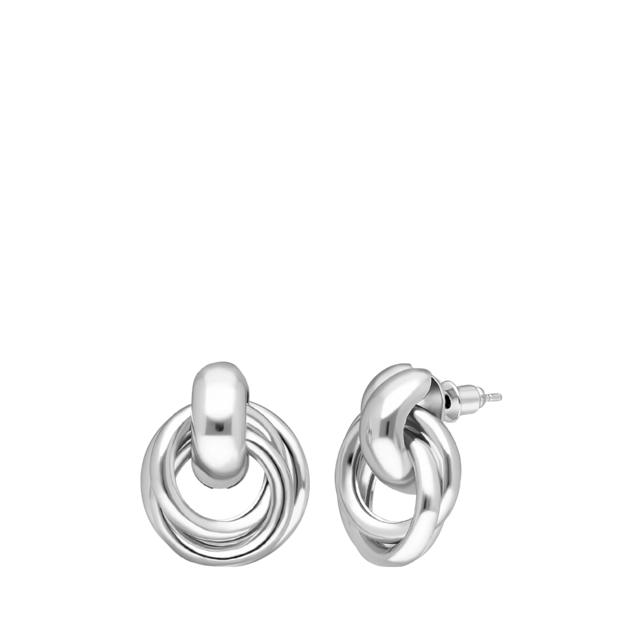 Silberfarbene Bijoux-Ohrringe mit Knopf