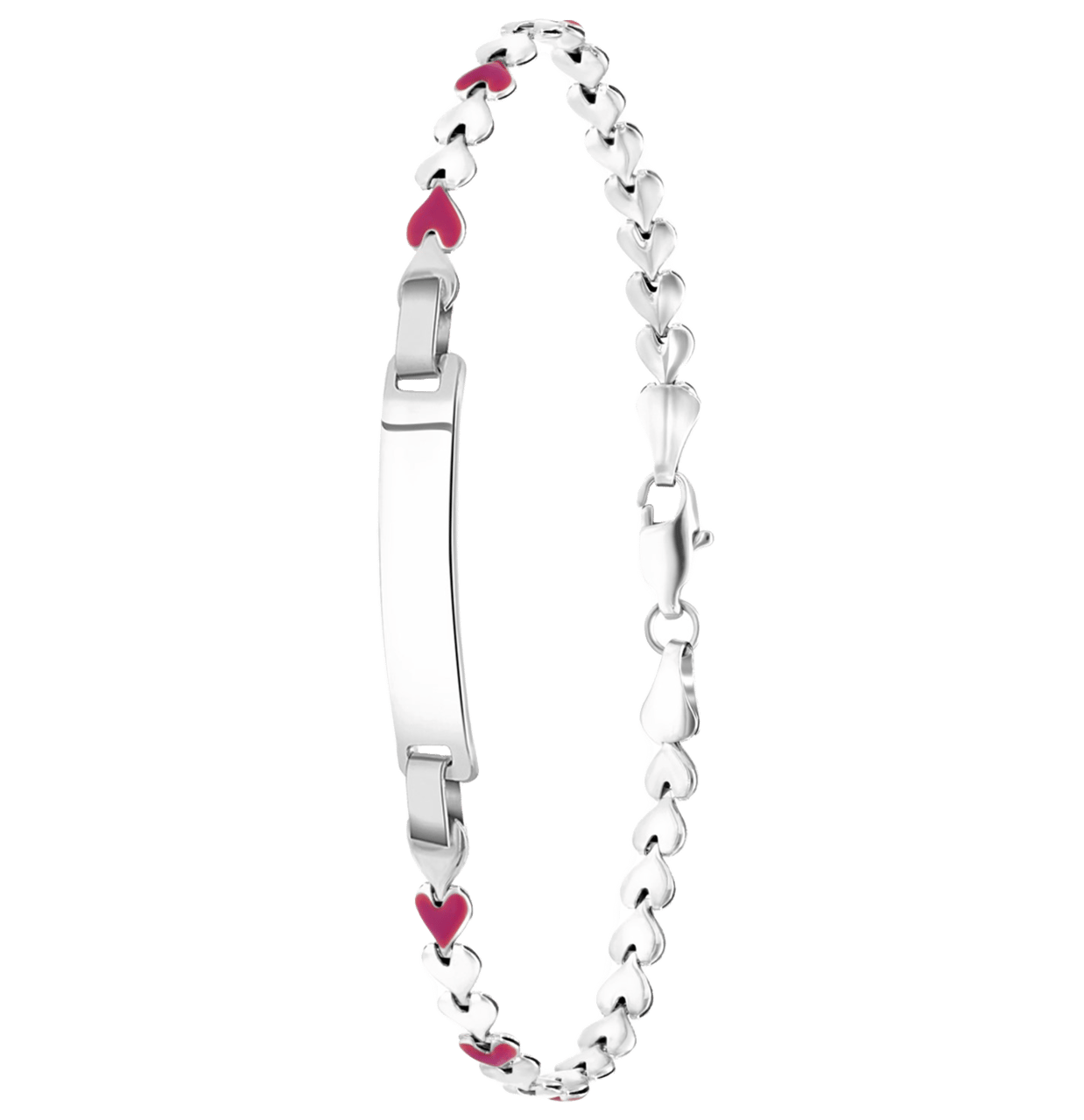Plättchenarmband, Edelstahl, Herzglieder
