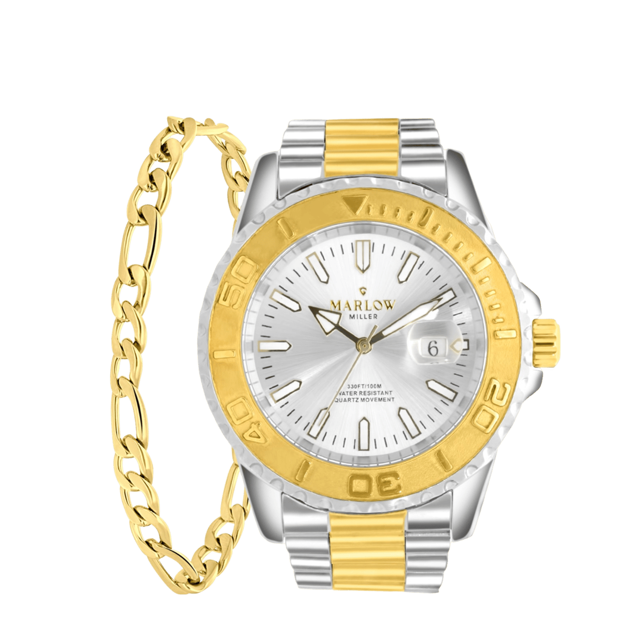 Marlow Miller Stainless steel Bicolor Herenhorloge Set met armband