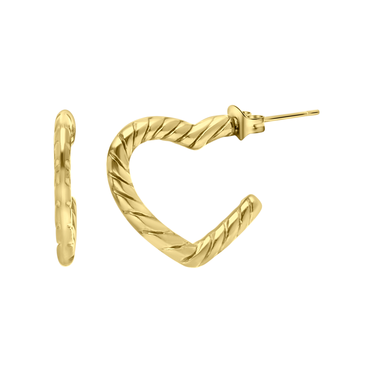 Stalen goldplated oorringen met hanger hart voor dames