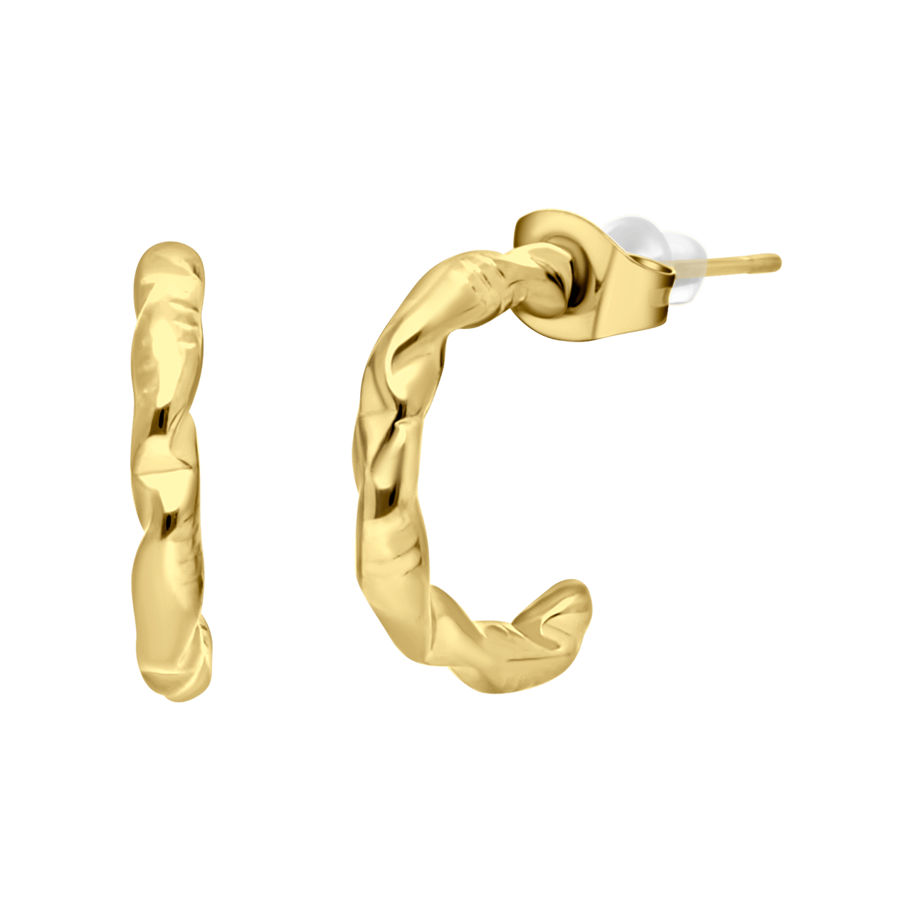 Stalen goldplated oorringen bewerkt