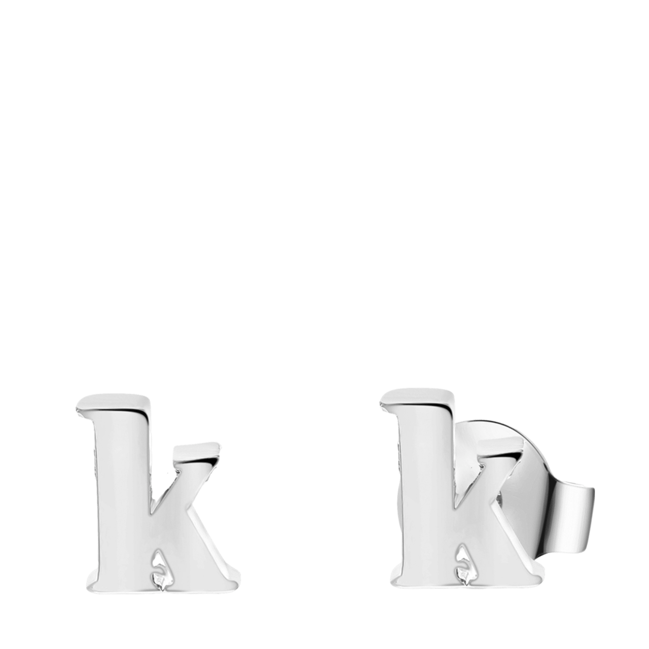 Stalen oorknoppen met hanger letter