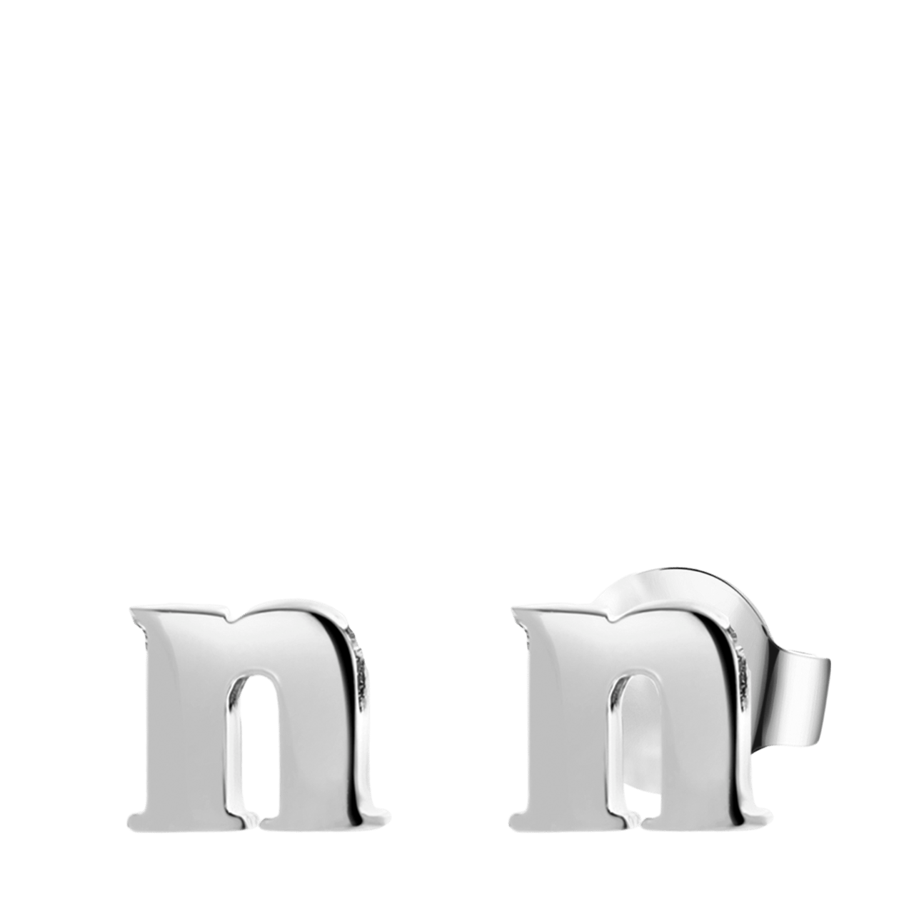 Stainless steel oorknoppen met hanger letter