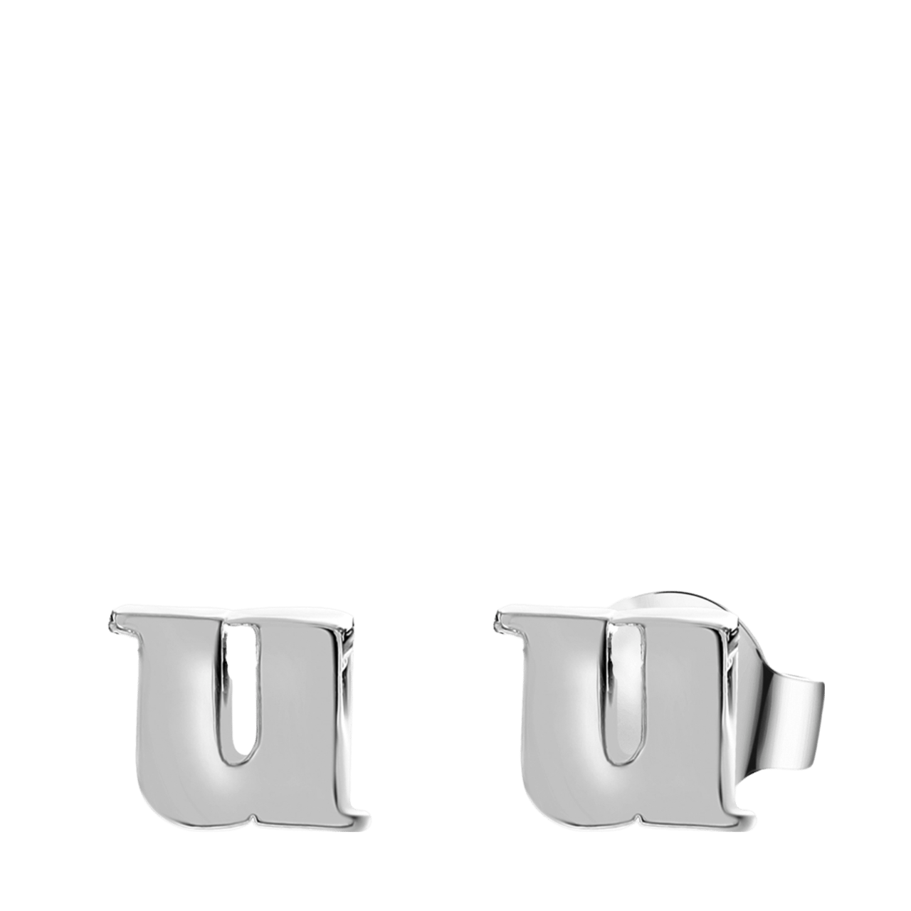 Stalen oorknoppen met hanger letter