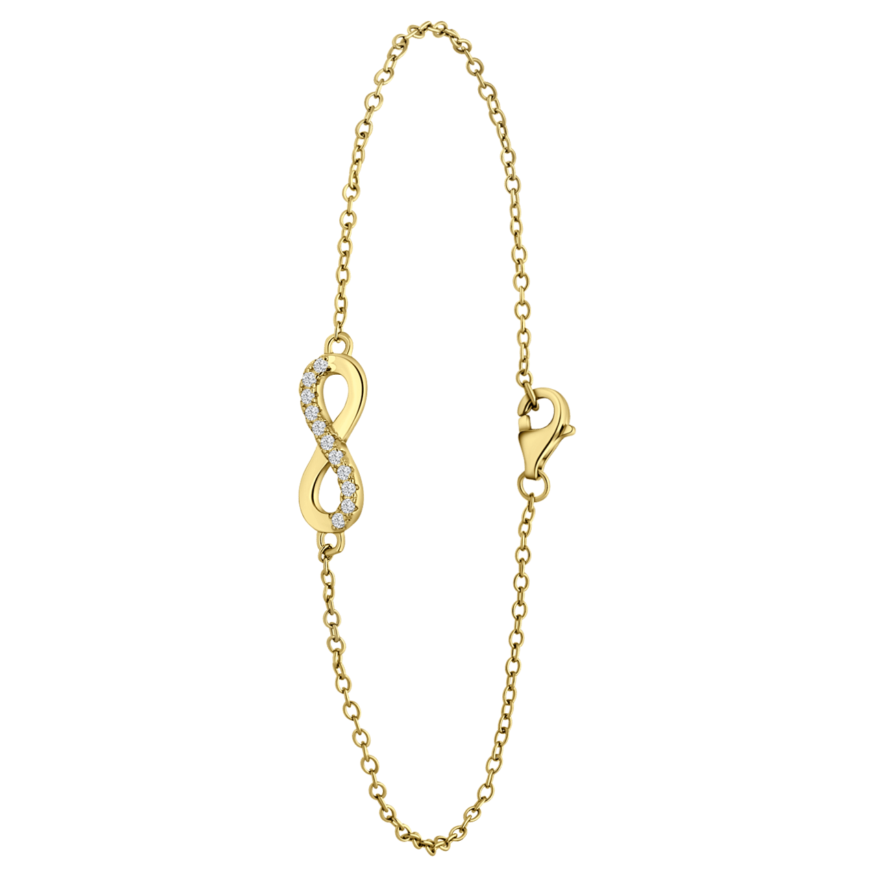 Armband, 925 Silber, vergoldet, Infinity-Zeichen und Zirkonia