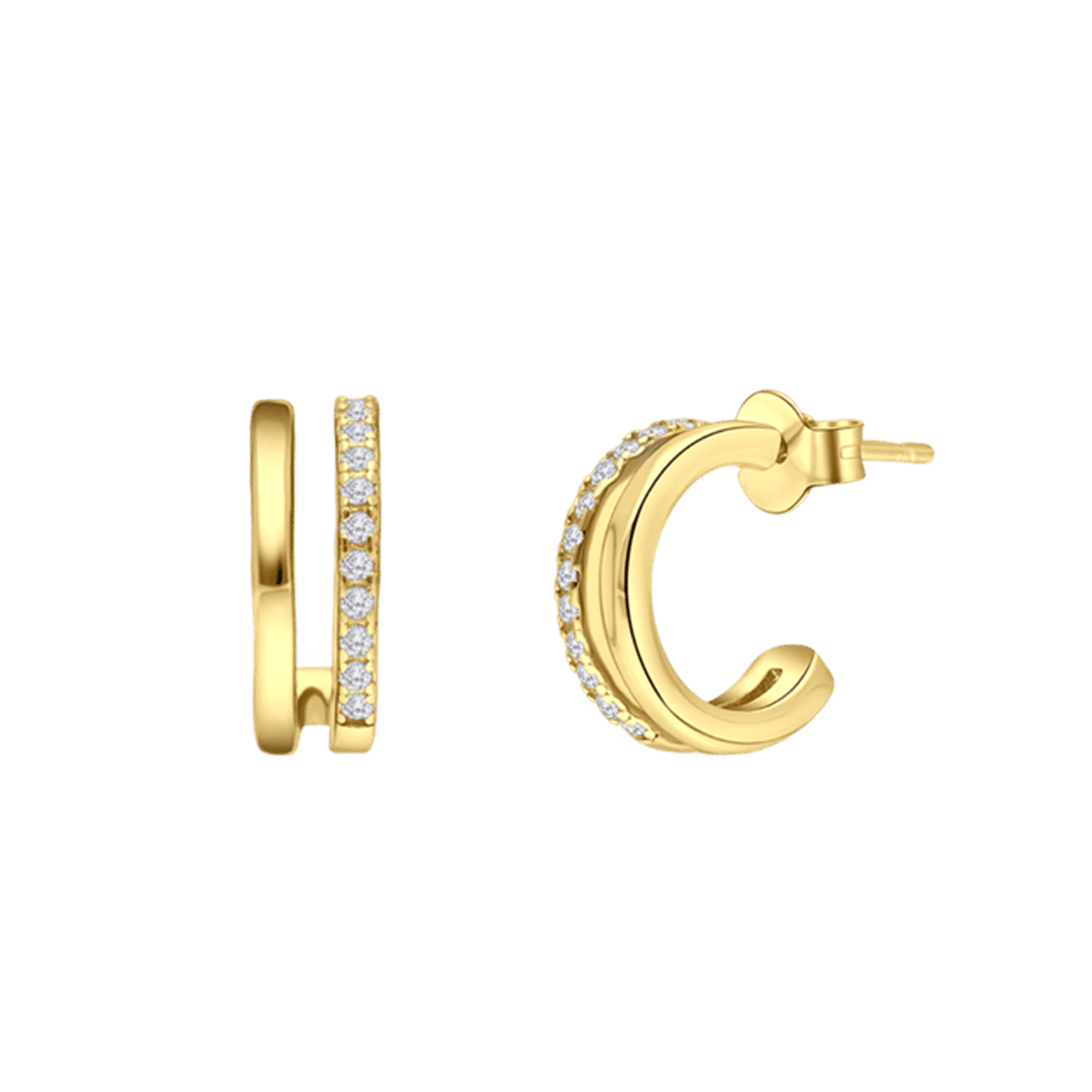 Zilveren goldplated oorringen met zirkonia voor dames