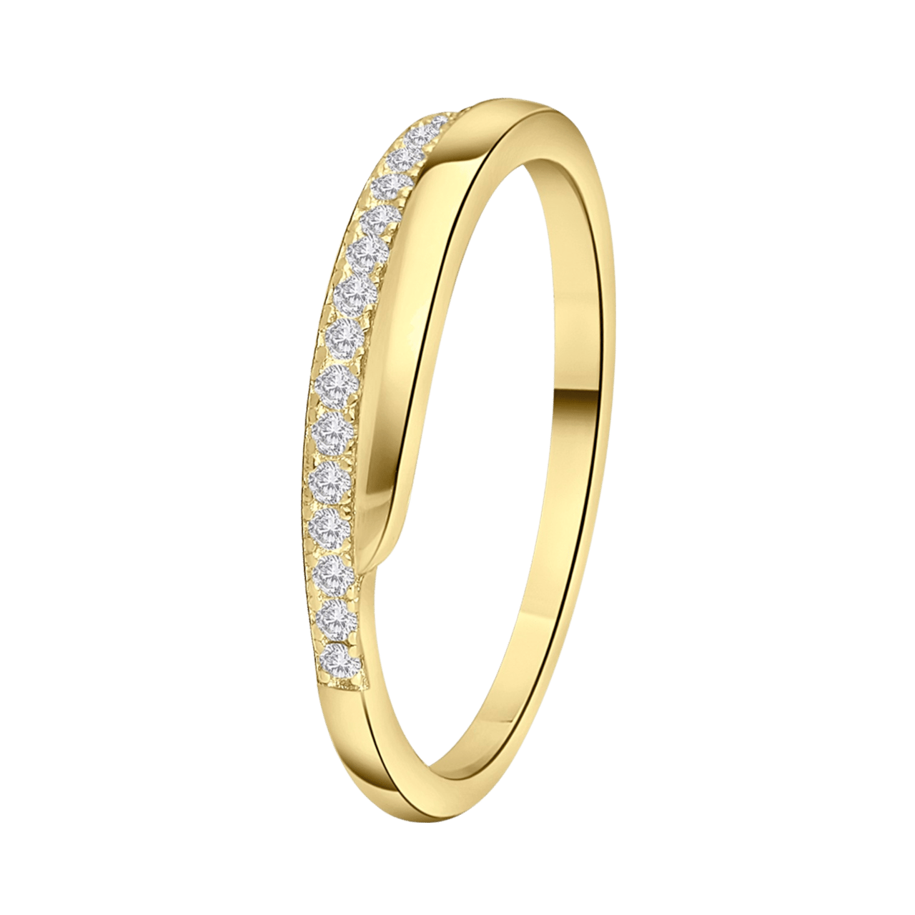 Zilveren goldplated ring met zirkonia