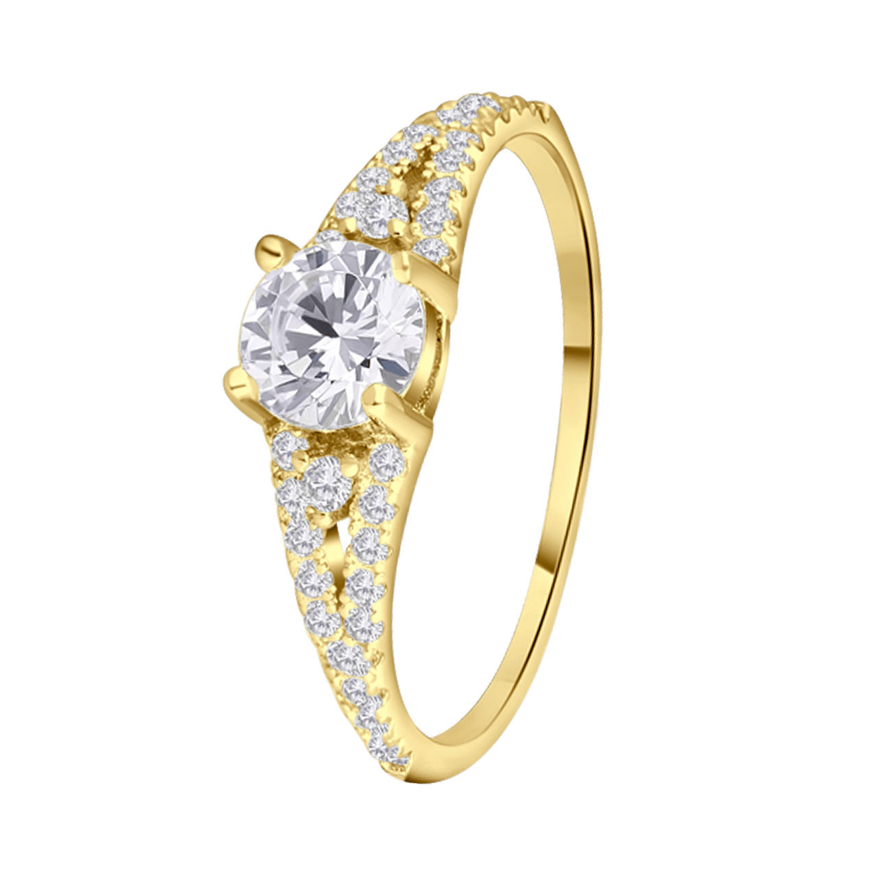 Zilveren goldplated ring met zirkonia voor dames