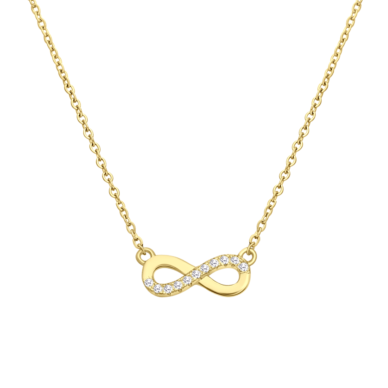 Kette & Anhänger, 925 Silber vergoldet, Infinity, Zirkonia