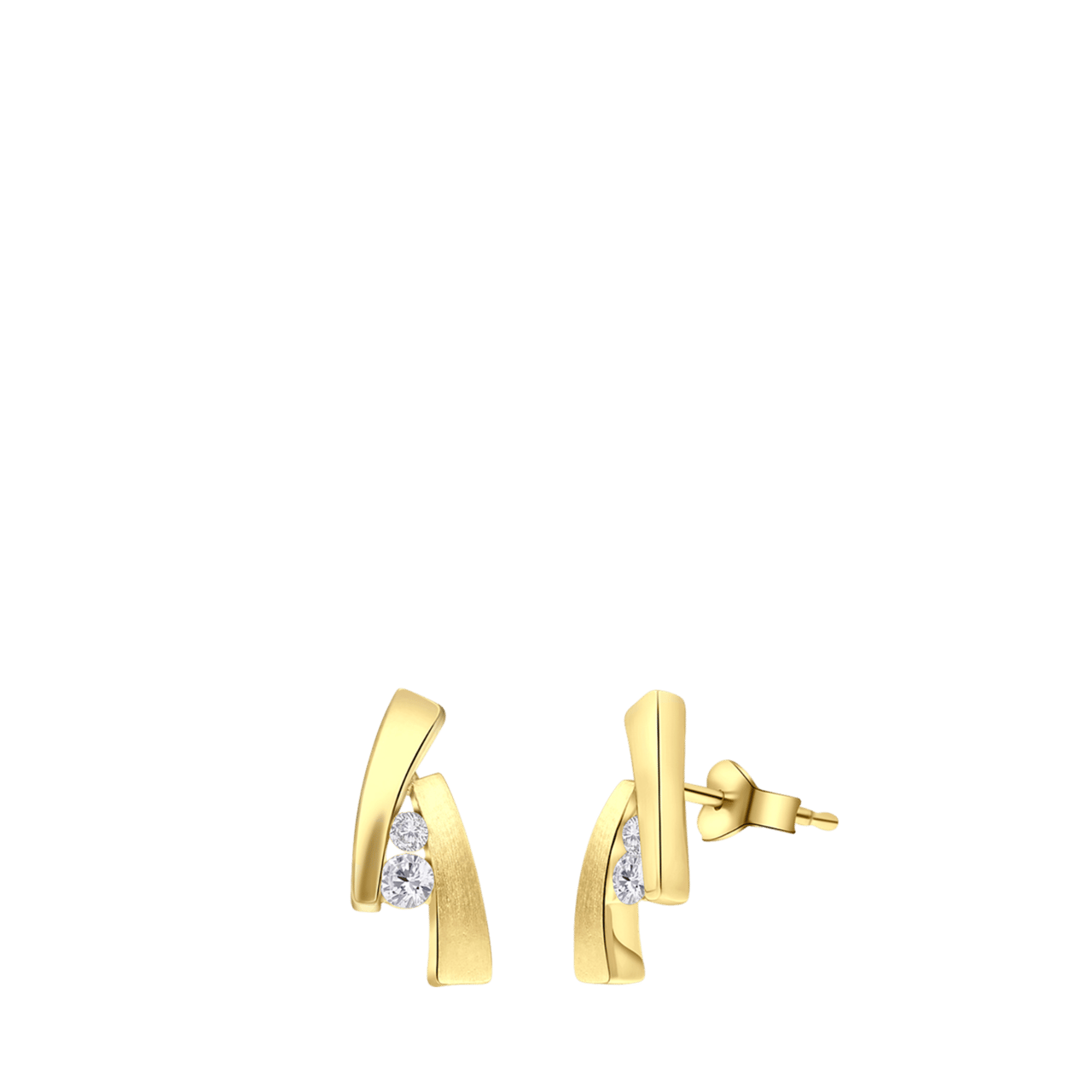 Zilveren goldplated oorknoppen met zirkonia voor dames