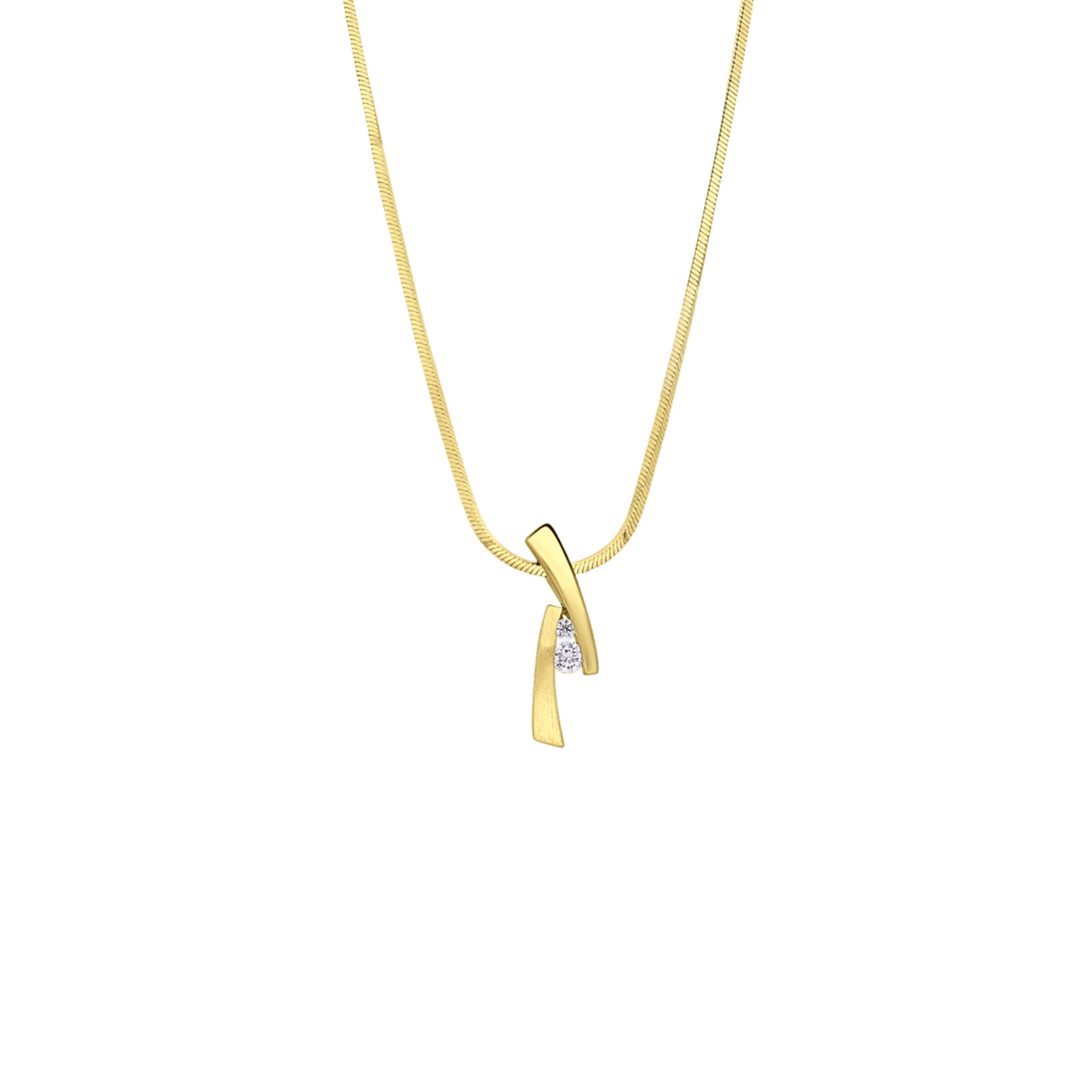 Zilveren goldplated ketting met hanger met zirkonia voor dames