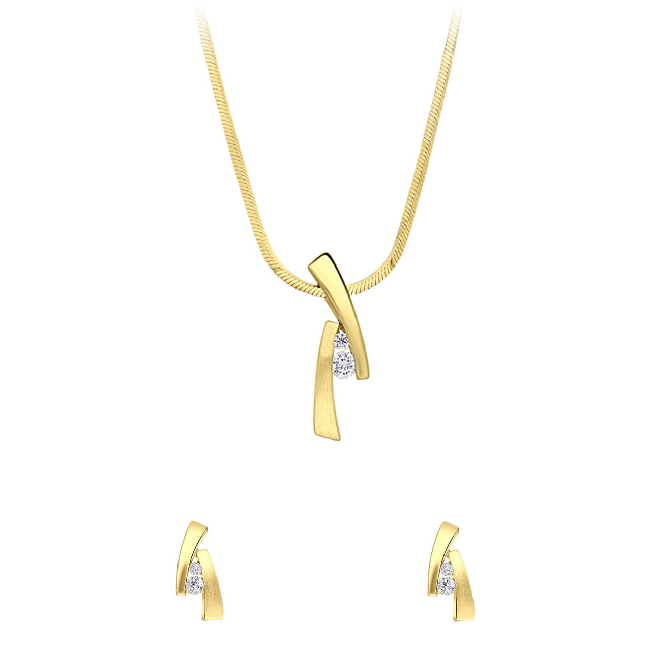 Zilveren goldplated sieradenset voor dames met zirkonia