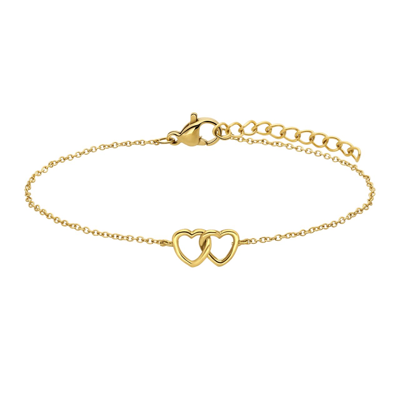 Armband, Silber 925, vergoldet, 2 Herzen