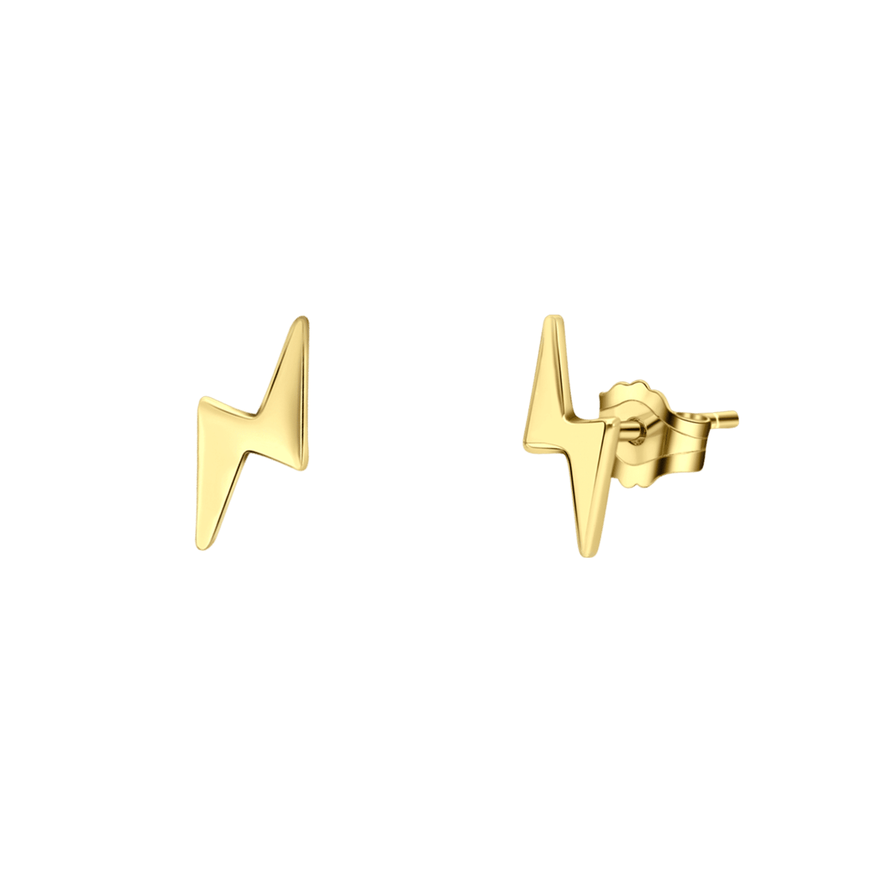 Zilveren goldplated oorknoppen bliksemschicht voor dames