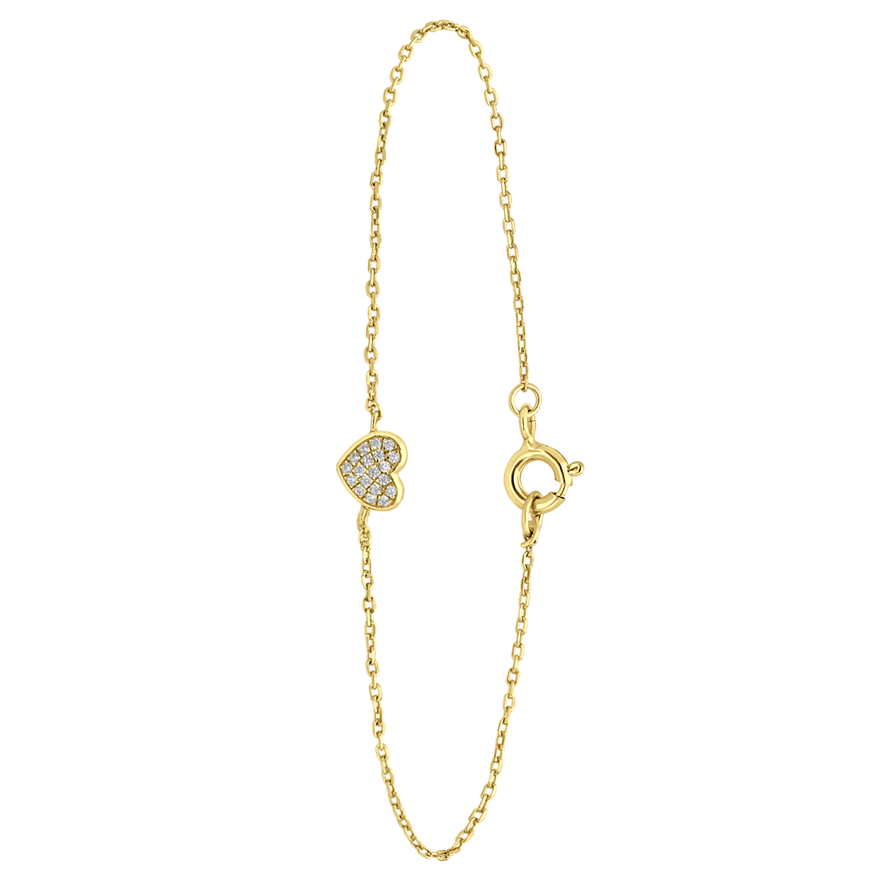 Zilveren goldplated fantasiearmband met hanger hart met zirkonia voor dames