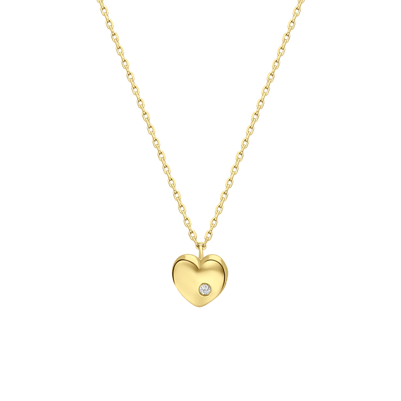 Zilveren goldplated ketting met hanger hart met zirkonia voor dames